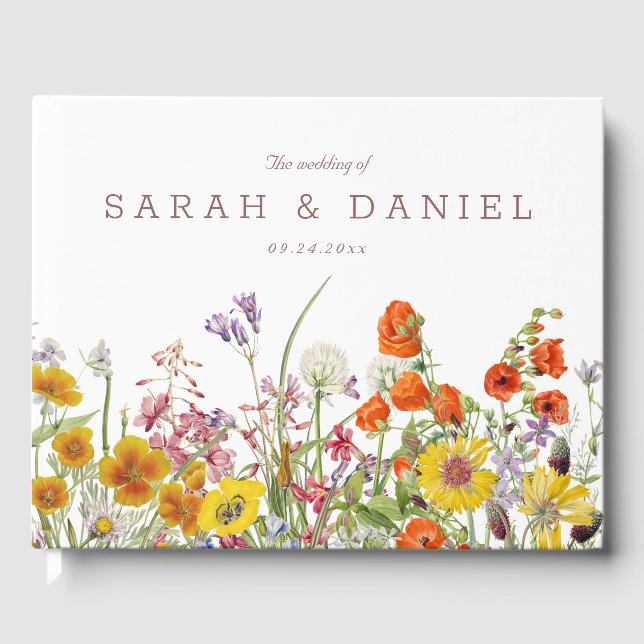 Personalized Wildflower Wedding Guest Book (Front)