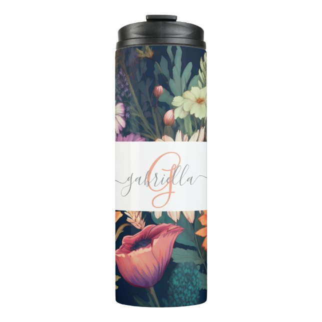 Personalized Wildflower  with Name & Monogram Thermal Tumbler (Front)