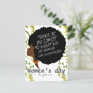 Personalized wildflowers afro women's day quote postcard