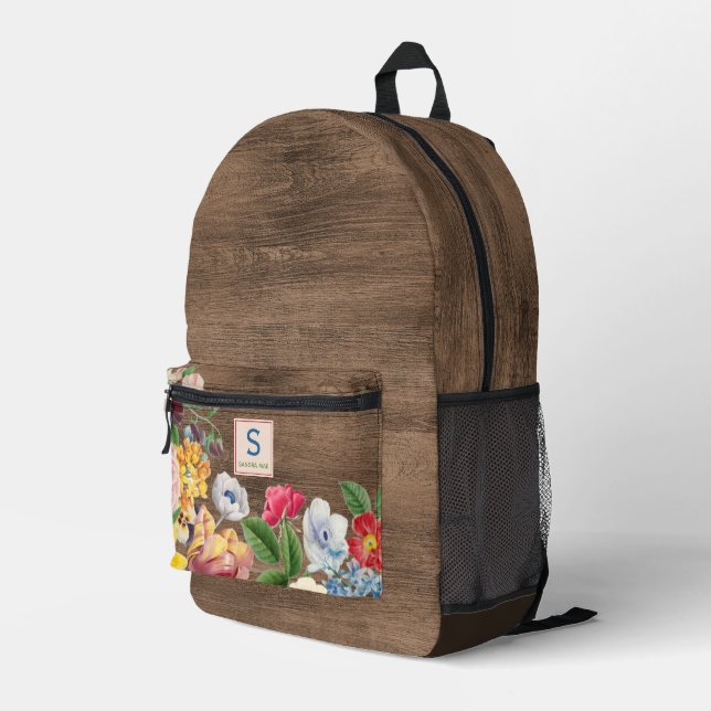 Personalized Wildflowers Floral Art Pattern Printed Backpack (Back Corner Right)