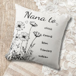 Personalized Wildflowers Grandchildrens Names Nana Throw Pillow<br><div class="desc">Surprise your grandma with a meaningful gift that reflects the love she has for her grandchildren. This elegant black and white pillow features a hand-drawn wildflower design and can be personalized with her grandchildren’s names. A heartfelt keepsake she’ll treasure every day—perfect for birthdays,  Mother’s Day,  Christmas,  or just because.</div>