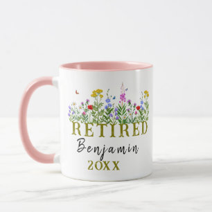 Personalized Wildflowers Retirement, Floral Retire Mug