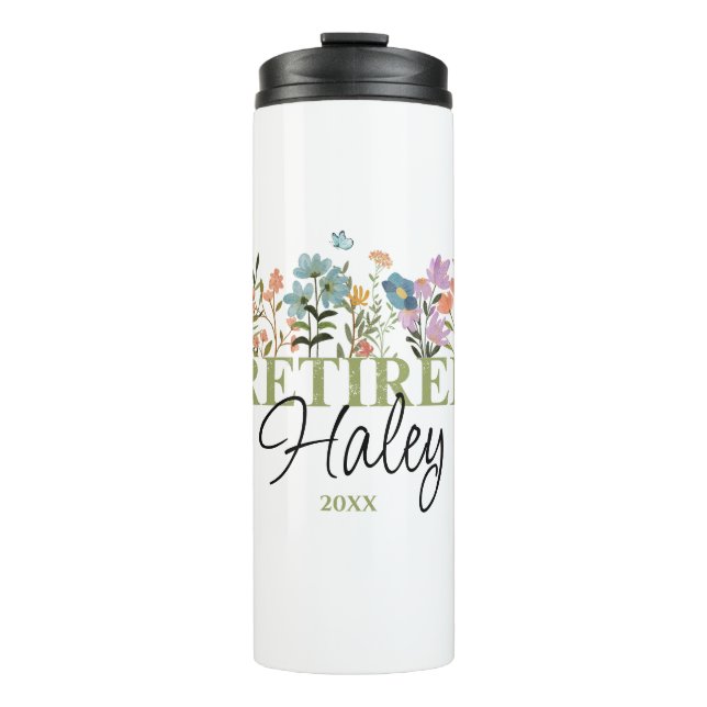 Personalized Wildflowers Retirement, Floral Retire Thermal Tumbler (Front)