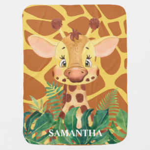 Personalized Wildlife Giraffe Baby  Baby Blanket