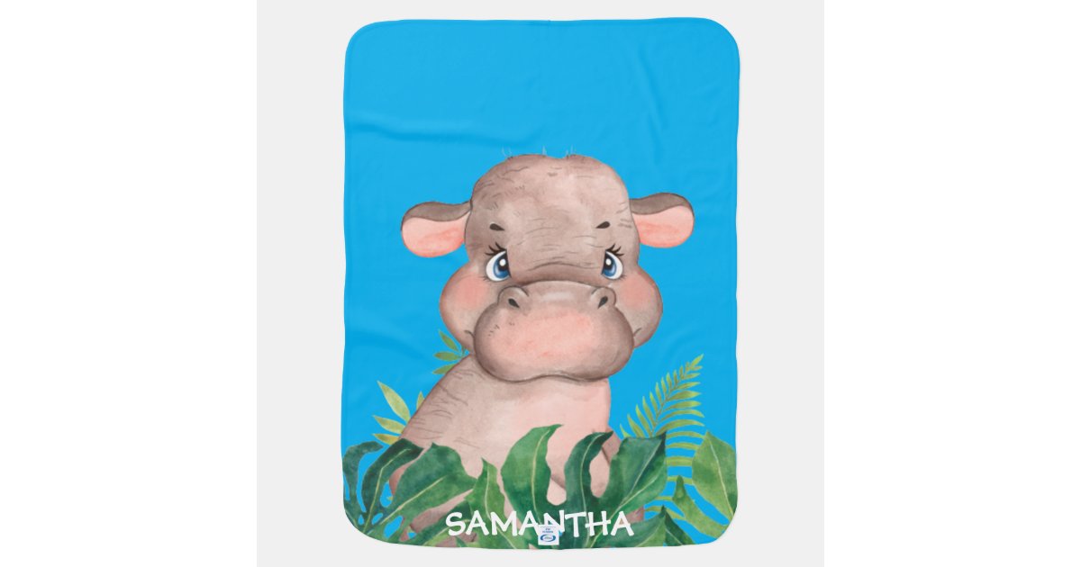 Personalized Wildlife Hippo Baby Blanket Zazzle
