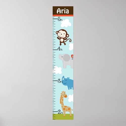 Personalized Wildlife Jungle Animal Growth Chart