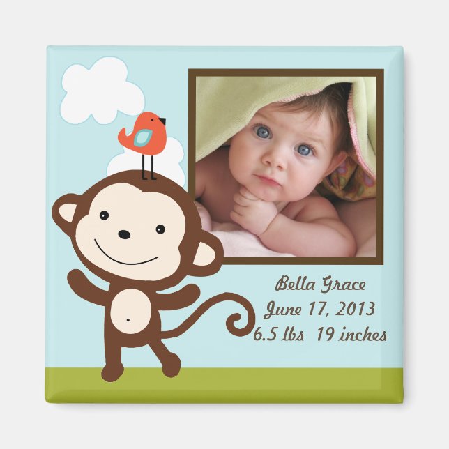 Personalized Wildlife Monkey Photo Frame Magnet (Front)