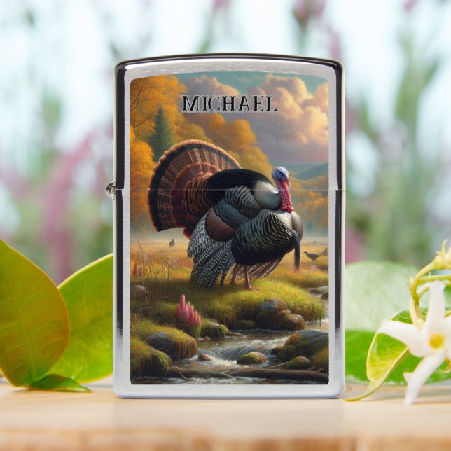 Personalized Wildlife Turkey by Stream Zippo Lighter | Zazzle