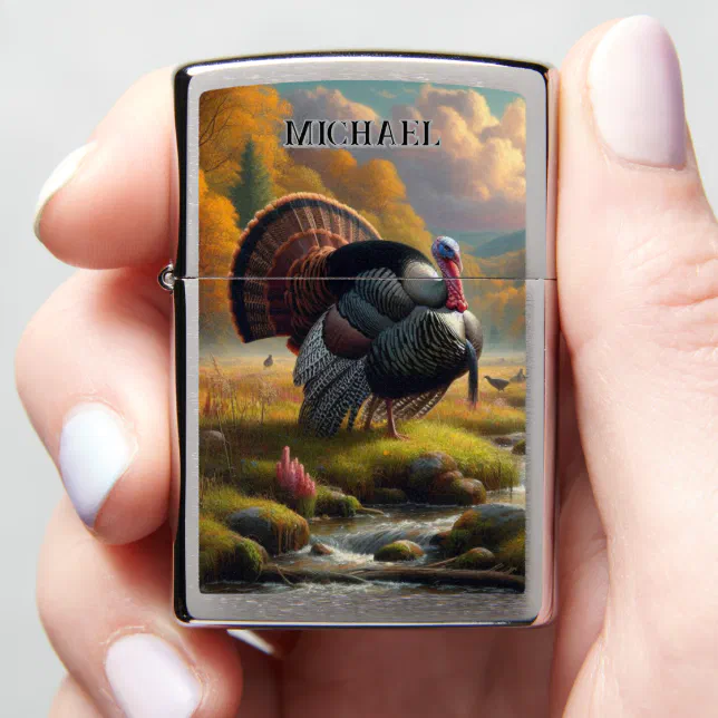 Personalized Wildlife Turkey by Stream Zippo Lighter | Zazzle