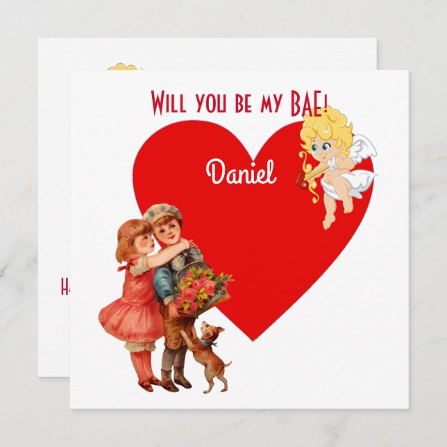 Personalized Will You Be My BAE Cupid Angel Card (Front/Back)