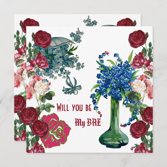 Personalized Will You Be My BAE Rustic Roses Vase  (Front/Back)