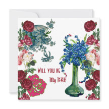 Personalized Will You Be My BAE Rustic Roses Vase