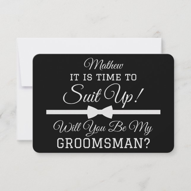 Personalized “Will You Be My Groomsman?” Suit Up  Thank You Card (Front)