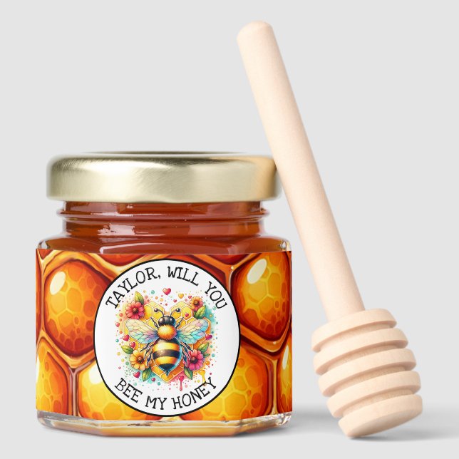 Personalized, Will You Be My Honey? Honey Jar Favors (Front)