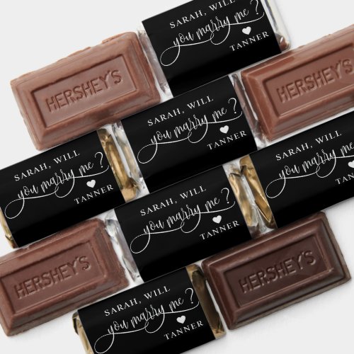 Personalized Will You Marry Me Black and White  Hersheys Miniatures