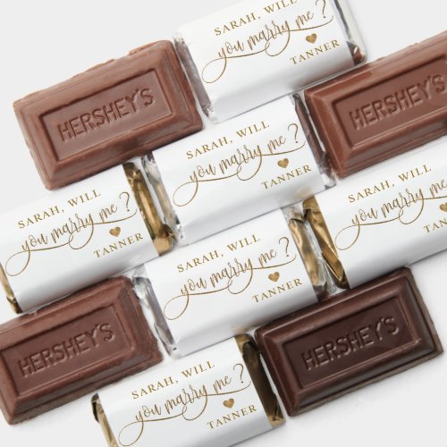 Personalized Will You Marry Me Gold and White Hersheys Miniatures