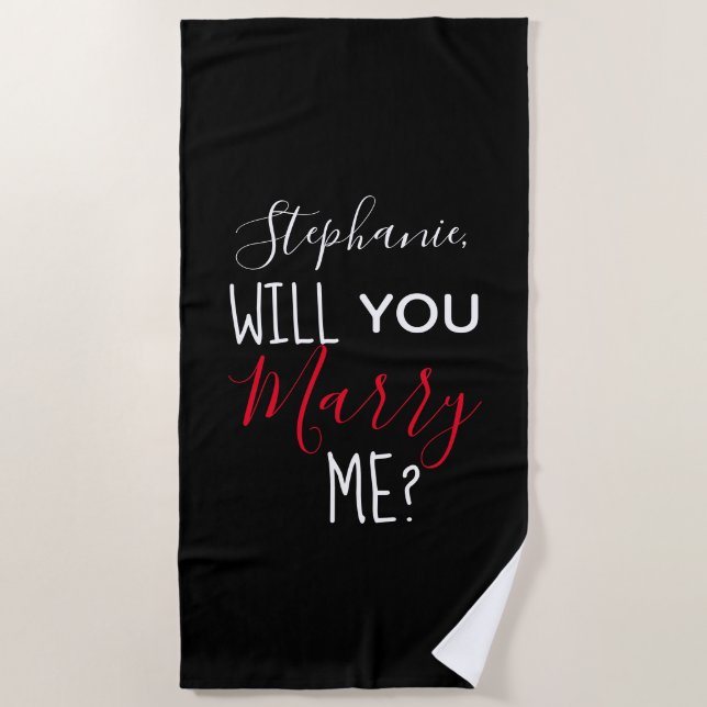 Personalized Will You Marry Me Marriage Proposal Beach Towel (Front)