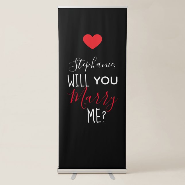 Personalized Will You Marry Me Marriage Proposal Retractable Banner (Front)