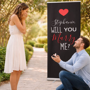 Personalized Will You Marry Me Marriage Proposal Retractable Banner
