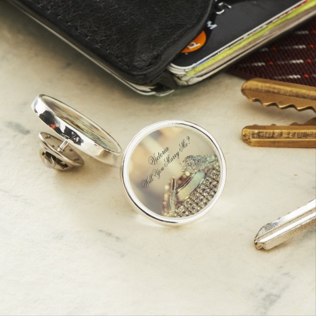 Personalized Will You Marry Me Proposal Lapel Pin (In Situ)