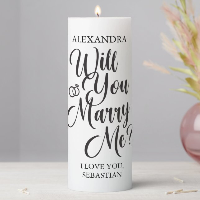 Personalized “Will You Marry Me?” Proposal  Pillar Candle (In Situ)