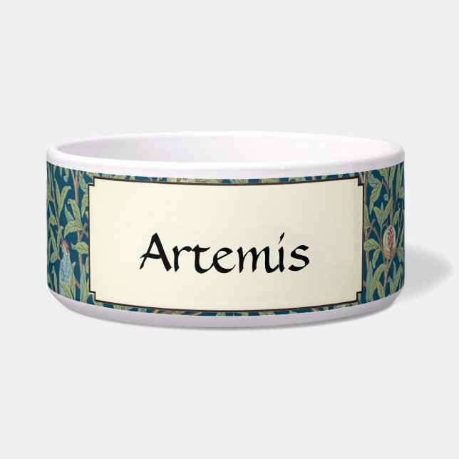 Personalized William Morris Bird and Pomegranate Bowl (Front)
