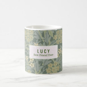 Personalized William Morris Jasmine Dotted Journal Coffee Mug