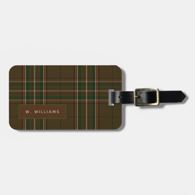 Personalized WILLIAMS Tartan Mens Luggage Tag (Front Horizontal)