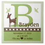 Personalized Willow Deer Birth Announcement Tile at Zazzle
