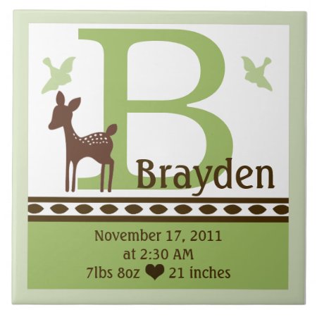Personalized Willow Deer Birth Announcement Tile