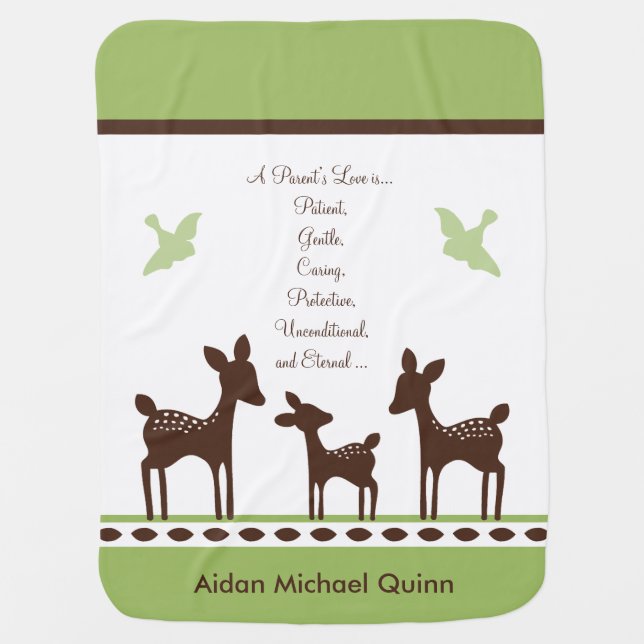 Personalized Willow Deer Family Keepsake Blanket (Front)