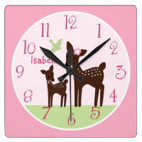 Personalized Willow Deer Girl  Nursery Clock