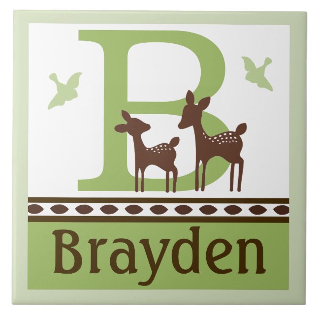 Personalized Willow Deer Letter Name Tile (Front)