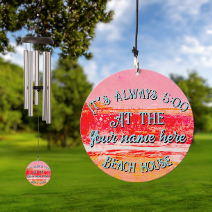 Personalized wind chime with beachy art
