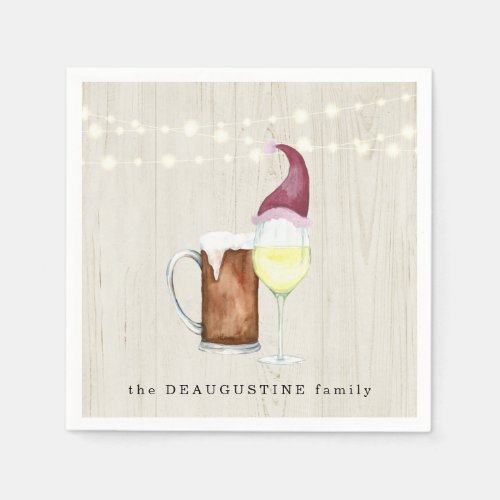 Personalized Wine and Beer  Holiday Cheer Napkins