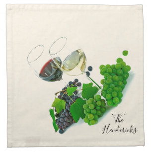 Personalized Wine and Grapes Cloth Napkin