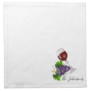 Personalized Wine and Grapes Cloth Napkin