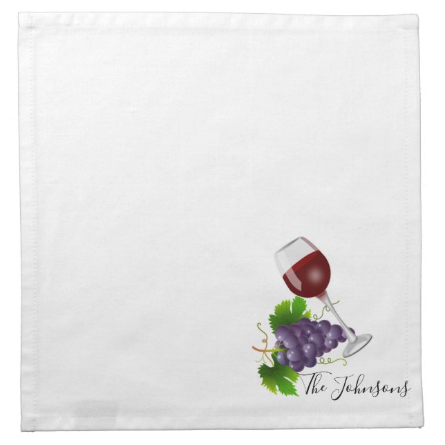 Personalized Wine and Grapes Cloth Napkin (Front)