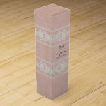 Personalized Wine Box Rustic Lace Aged Vintage<br><div class="desc">Personalized Gift Box for a bottle of wine. COLOR PALETTE: blush shell pastel pink, neutral cream beige with soft white DESIGN COLLECTION: This lace is completely hand designed by graphic artist Audrey Jeanne Roberts to look like antique vintage hand crafted laces. With beautiful swirl flourish and scroll details it adds...</div>