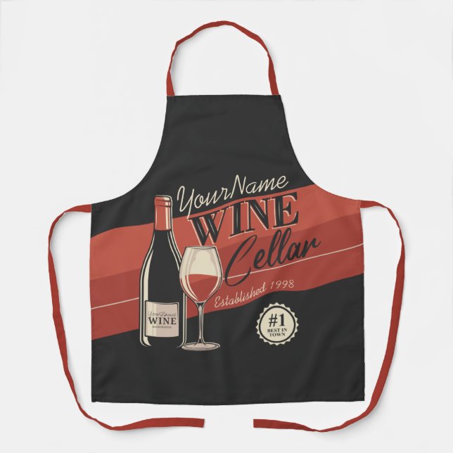 Personalized Wine Cellar Bottle Tasting Room Bar  Apron (Front)
