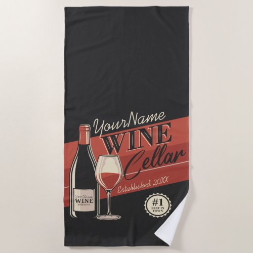 Personalized Wine Cellar Bottle Tasting Room Bar  Beach Towel