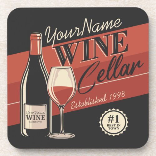 Personalized Wine Cellar Bottle Tasting Room Bar  Beverage Coaster