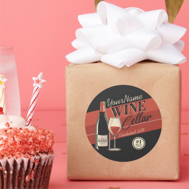 Personalized Wine Cellar Bottle Tasting Room Bar Classic Round Sticker (Party)