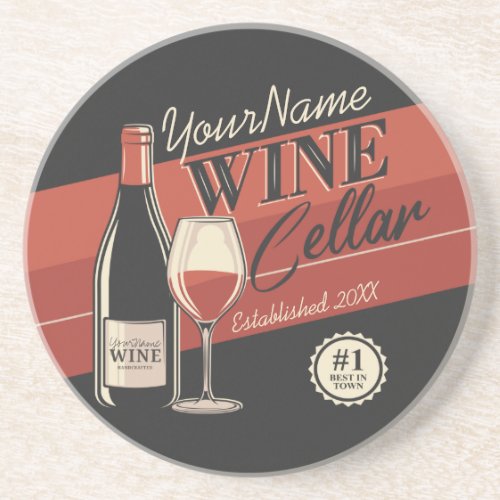 Personalized Wine Cellar Bottle Tasting Room Bar  Coaster