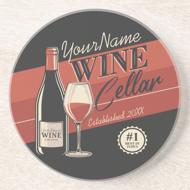 Personalized Wine Cellar Bottle Tasting Room Bar  Coaster (Front)