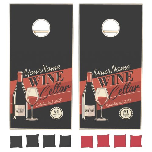 Personalized Wine Cellar Bottle Tasting Room Bar   Cornhole Set