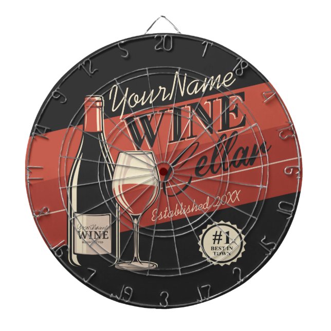 Personalized Wine Cellar Bottle Tasting Room Bar Dart Board (Front)