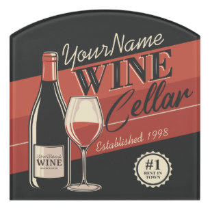 Personalized Wine Cellar Bottle Tasting Room Bar Door Sign