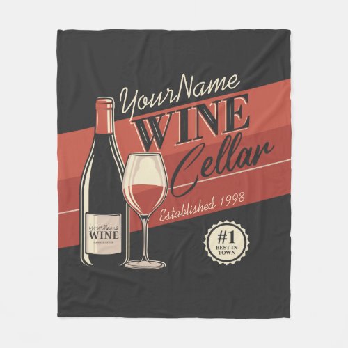 Personalized Wine Cellar Bottle Tasting Room Bar Fleece Blanket