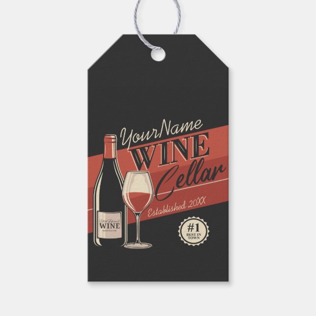 Personalized Wine Cellar Bottle Tasting Room Bar  Gift Tags (Front)